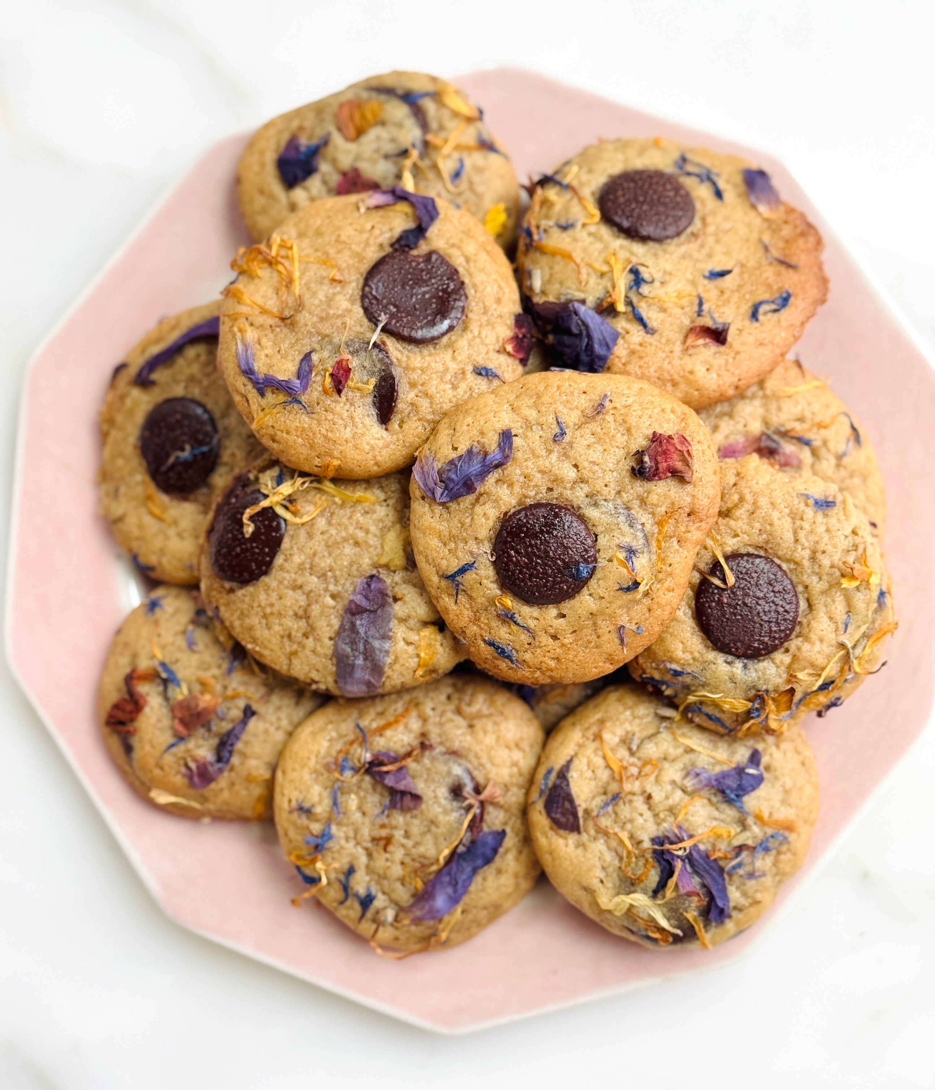 Sourdough Dark Chocolate Flowerfetti Cookies
