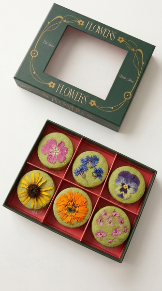 Gluten Free Matcha Edible Flower Cookies