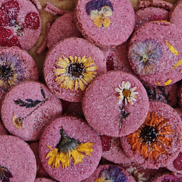 Gluten Free Raspberry Rose Flower Pressed™ Shortbread Cookies (1 Dozen)