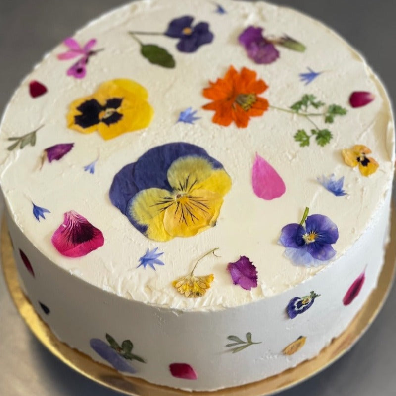 Edible Pressed Flower Cake | Birch House Bakery